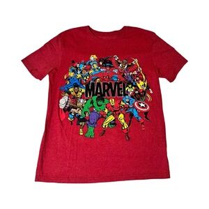 Disney Store Marvel Comics Superheroes Graphic T-Shirt Red Heather Mens Small